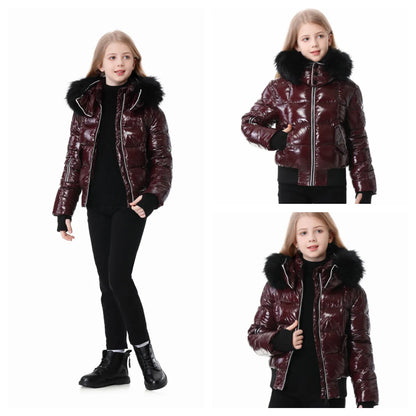 AP 2025 winter kids coat waterproof shine fabric + filling  white duck down girls boys children coats