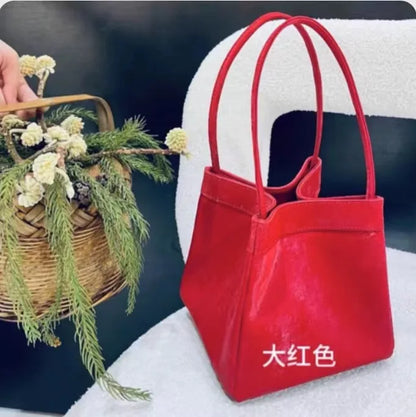 2025 New Chinese style national wind smudged vegetable basket Handbag hand bill of lading shoulder slung bucket bag