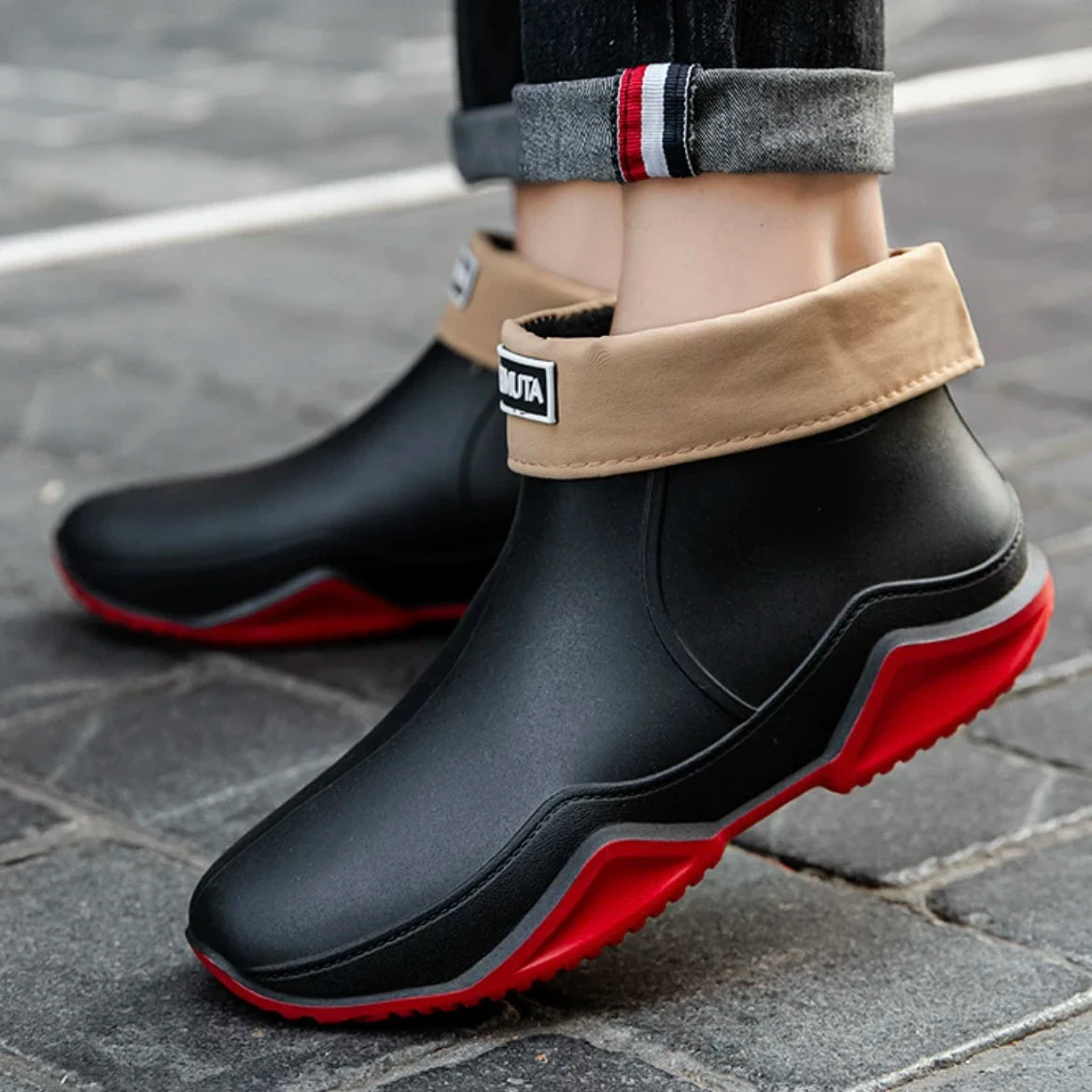 New Rain Shoes Ankle Waterproof Shoes Rain Boots Men Anti-slip Wear-resistant Plush Fashion Kitchen Summer Winter