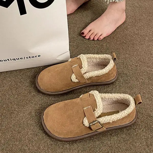 Soft Round Toe Winter Shoes Women Casual Female Sneakers Flats Clogs Platform Loafers With Fur Autumn Dress Retro Creepers New