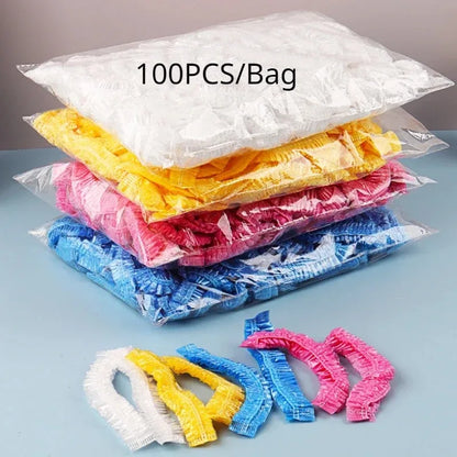 100/200pcs Disposable Shower Cap Covers Bathroom Accessories Transparent and Waterproof Disposable Hair Caps Bathroom Products