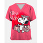 Medical Blouse Clinic Hospital Workwear Healthcare Nurse Snoopy print Uniform Carer Working Short Sleeve Tops Women T-shirt Nurs