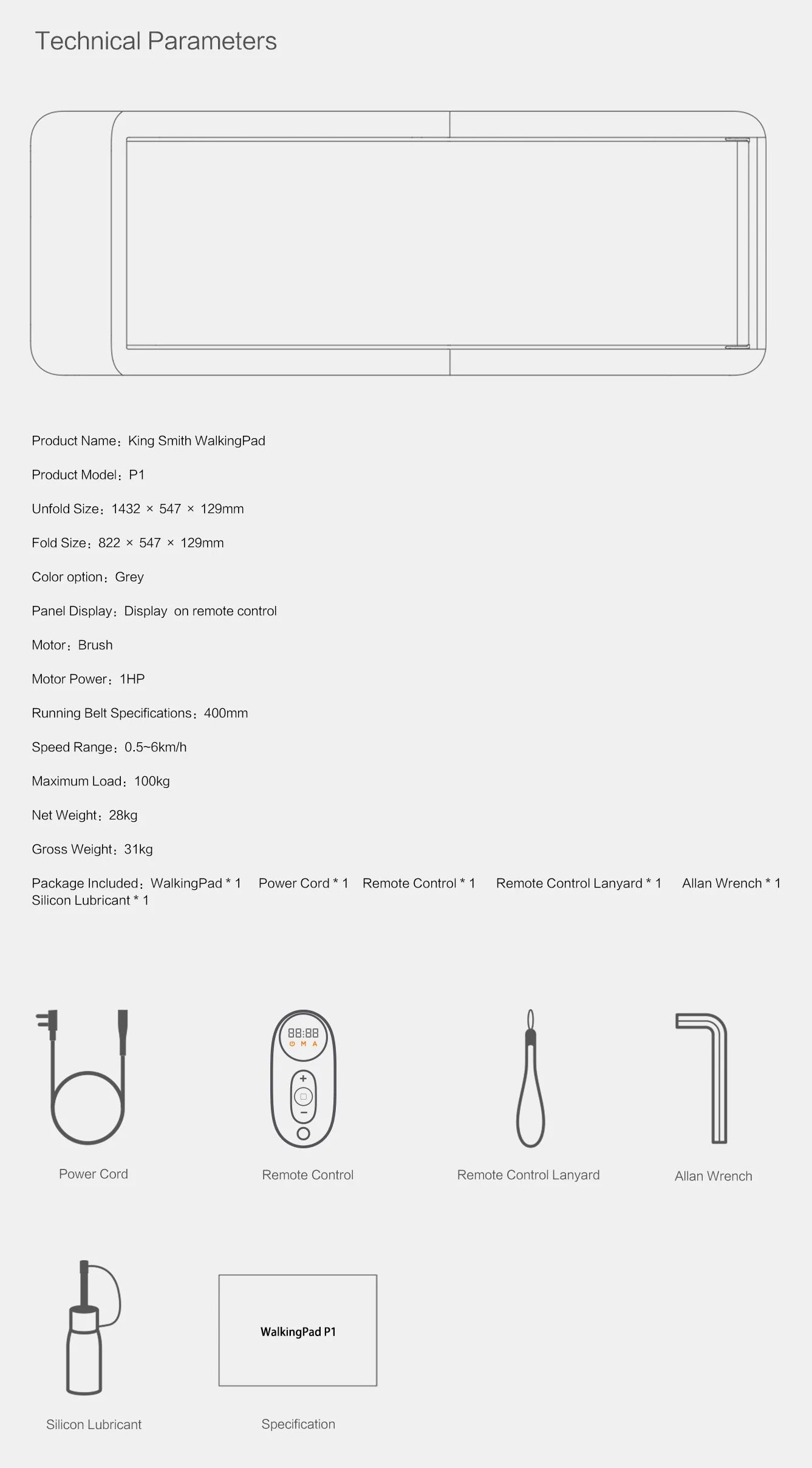 Kingsmith Walkingpad P1 Folding Electric Treadmill Foldable Walking Pad Remote/APP Control treadmil Fitness for Home Under Desk