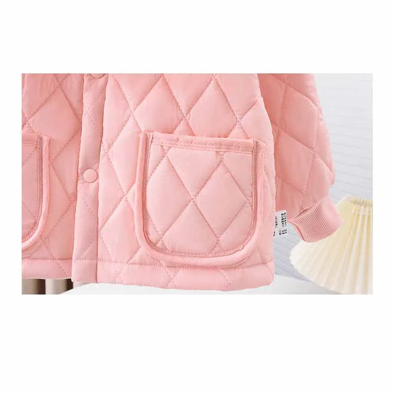 2025 Girls Winter Sets Baby Clip Cotton Warm Two-Piece Autumn New Children Lapel Solid Colour Fashion Casaual Suit 12M-6 Years