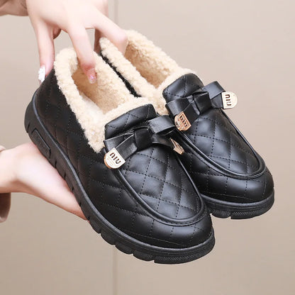 Women’s Fashion Non-slip Flat Shoes Casual Soft Lightweight Loafers Plugging Thickening Comfortable Warm Shoes for Winter