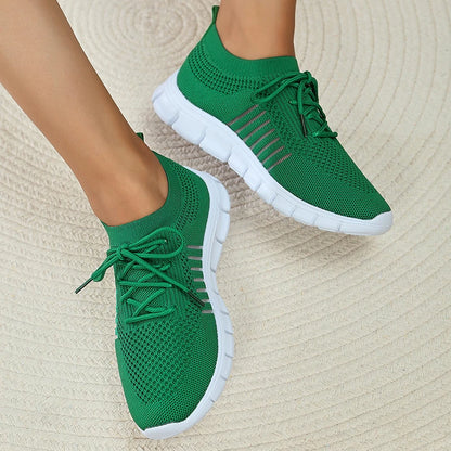 Mesh Breathable Soft Sole Sneakers Women Lightweight Non-Slip Running Walking Shoes Woman 2025 Spring Casual Lace Up Flats Shoes