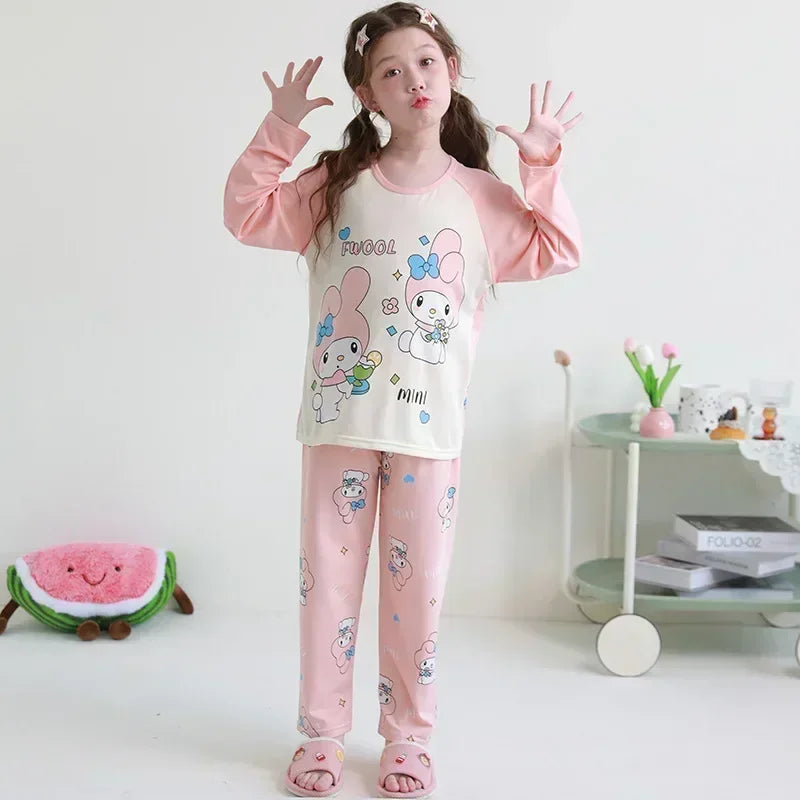 Winter Children Pajama Sets 2025 Cute Girl Cartoon Sleepwear Boys Long Sleeved Pants Pijamas Korean Home Clothes Kid Loungewear