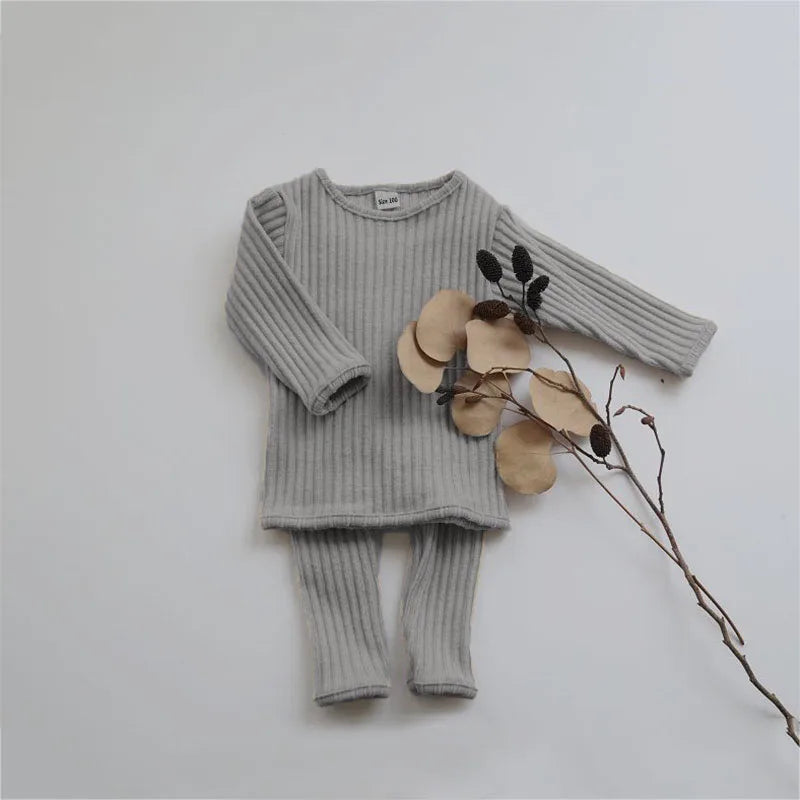 Winter Toddler Baby Clothes Sets Girls Boys Knit Sweater Tops+ Leggings Pants Children Pajamas Kids Thermal Underwear For 0-5Y