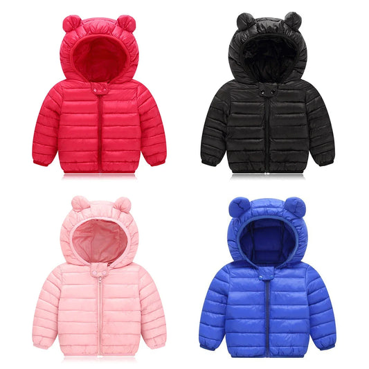 Cute Baby Girls Winter Clothes Kids Light Down Coats with Ear Hoodie Spring Girl Jacket Toddler Children Clothing for Boys Coat