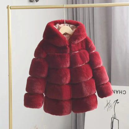 3-12 Years Little Girls Cute Thick Warm Fox Fur Jacket Fashion Winter Autumn Coats Kids Children Faux Fur Outerwear High Quality