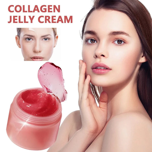 100g Pink Collagen Jelly Cream Peel-off Collagen Night Cream Mask Gentle Essence Shrinks Pores Moisturizes Brighten Serum Gel