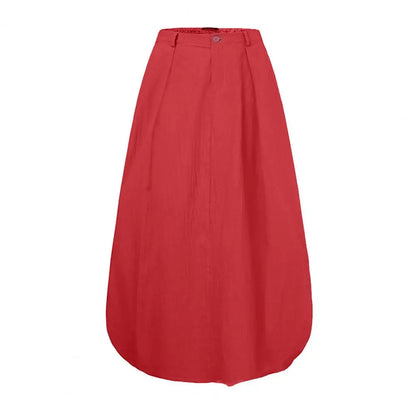 Vintage Summer Skirts Women High Waist Solid Cotton Skirt Saia Female Beach Maxi Long Skirts Jupe Faldas