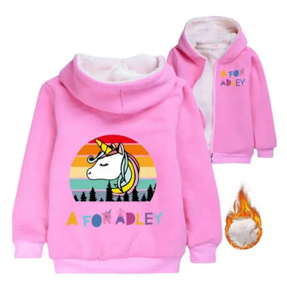 A for Adley Cartoon Boys Coat Children's Clothing for Winter Cotton Kids Parkas Little Girls Zipper Coats Toddlers Baby Jacket