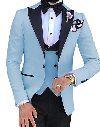 Men 3 Pieces Suits For Men Custom Made Groom Groomsmen Tuxedos Wedding Men Suit Terno Masculino(Jacket+Pant+Vest)