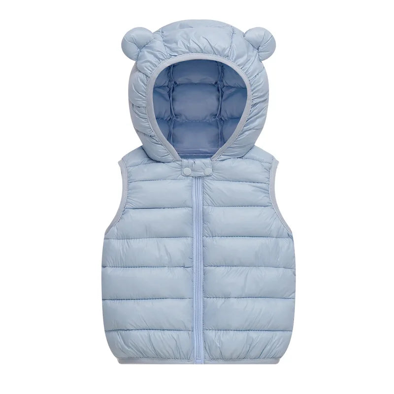 Baby Boys Girl Warm Down Vest Toddler Cotton Waistcoat Children Autumn and Winter Clothes Kids Hooded Jackets 1-6 Years Old