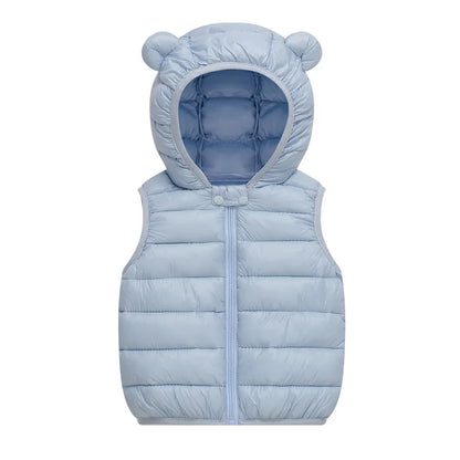 Baby Boys Girl Warm Down Vest Toddler Cotton Waistcoat Children Autumn and Winter Clothes Kids Hooded Jackets 1-6 Years Old