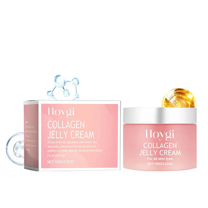 100g Pink Collagen Jelly Cream Peel-off Collagen Night Cream Mask Gentle Essence Shrinks Pores Moisturizes Brighten Serum Gel