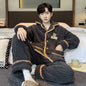 Antistatic Coral Fleece Men's Winter Pajamas Set Thicken Flannel Warm Sleepwear Big Size 3XL Zipper Soft Pajama Men pyjama homme