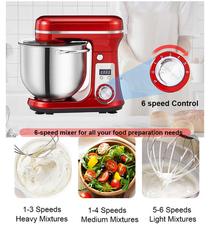 BioloMix Kitchen Food Stand Mixer, Blender, Quiet Motor, Cream Egg Whisk, Whip Dough Kneader, 6-Speed, 1200 W, 6 L, DC