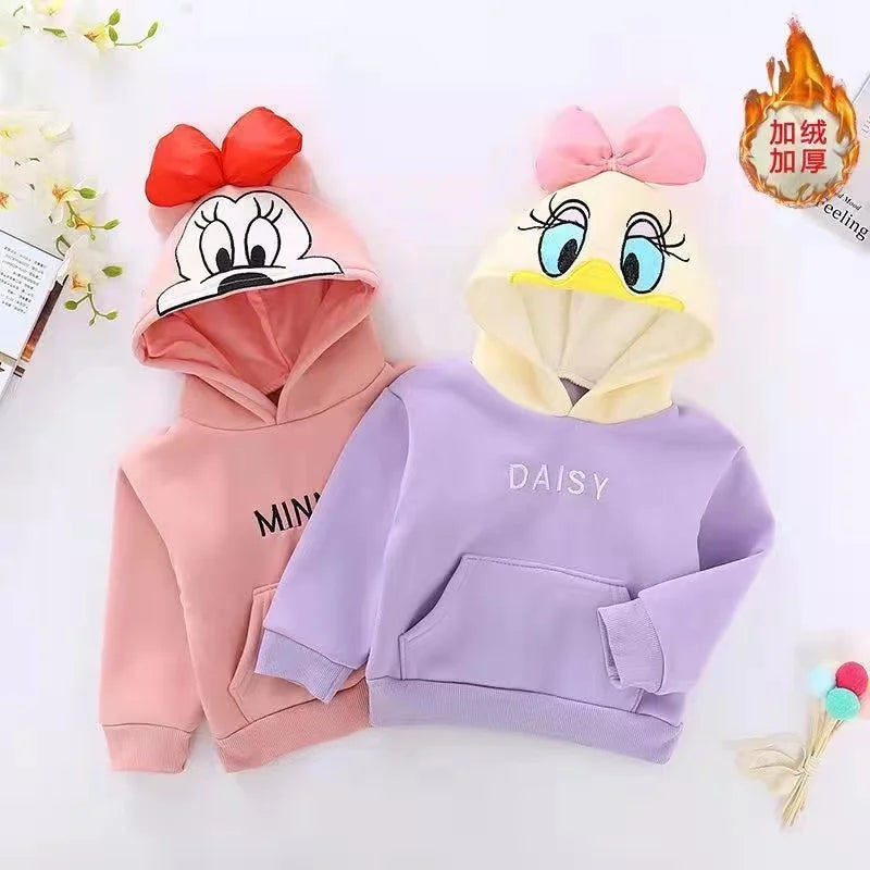 Autumn Winter Baby Boys Jacket Cartoon Mickey Minnie Daisy Kids Warm Coat Girls Hoodies Thick Parka Children Clothing Outerwear