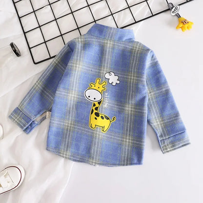 Fashion Boys Shirt New Plaid Style Kids Long Sleeve Shirts Children's Cotton Clothes Kids Boy Girls Thicken Blouses Velvet Tops