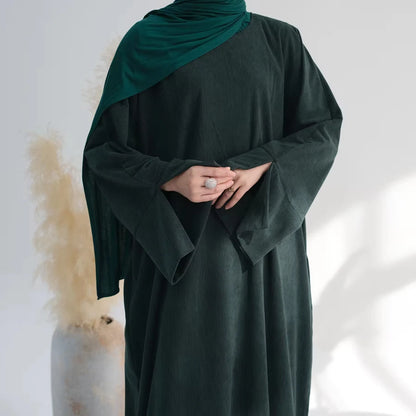 Muslim Autumn Winter Corduroy Modest Abaya Turkish Islamic Clothing Jalabiyat Long Sleeve Casual Loose Moroccan Kaftan