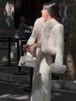 Winter Two-piece Set Korean Drama Chic Style White Petite Chiffon Mohair Coat Tulle Dress Suit for Women Female Office Lady New