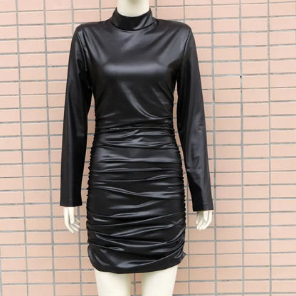 Beautiful Bodycon Dress Ruched Wide Application Lightweight Solid Color Women Sexy Bodycon Dress Female Clothing Streetwear