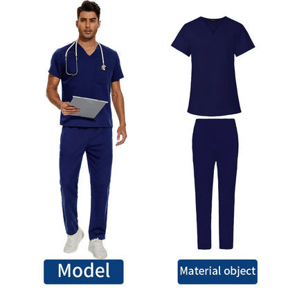 Men's Scrubs Medical Uniform Lab Set Male Wholesale Clinic Hospital Doctor Overalls V-neck Fashion Scrub Pharmacy Nurse Clothes