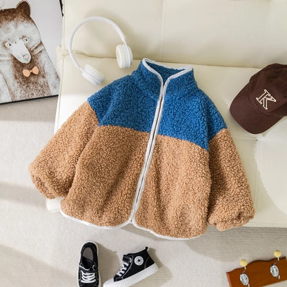 Fashion Baby Girl Boy Sheeplike Jacket Infant Toddle Child Winter Coat Fleece Patchwork Baby Blazer Outwear Baby Clothes 1-10Y