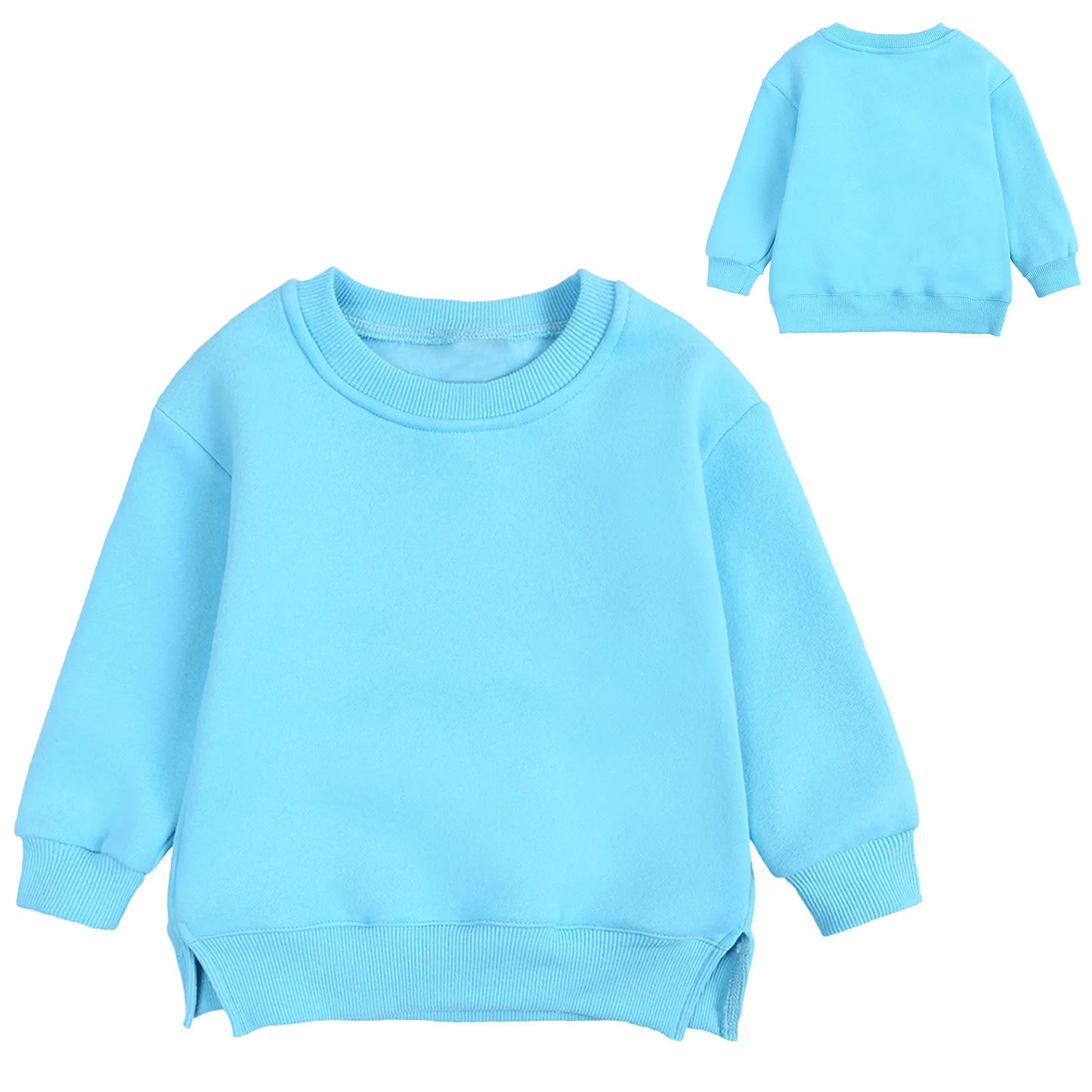 1 2 3 4 5 Years Toddler Boys Girls Pullover Autumn Winter Fleece Sweatshirt Children Solid Color Long Sleeve Tops Hoodie Blouse