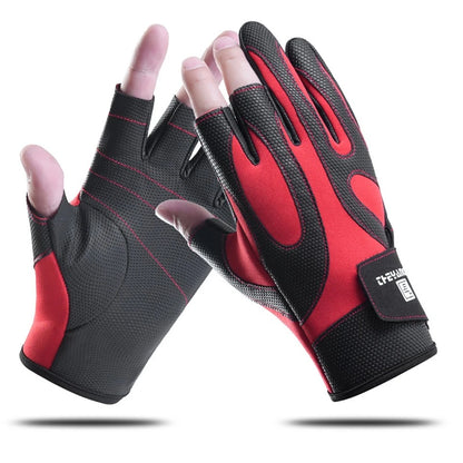 Autumn Winter Gloves Outdoor Sport Fishing Gloves Waterproof Fleecing Show Three Fingers Luya Equipment Anti-slip Wear-resistant