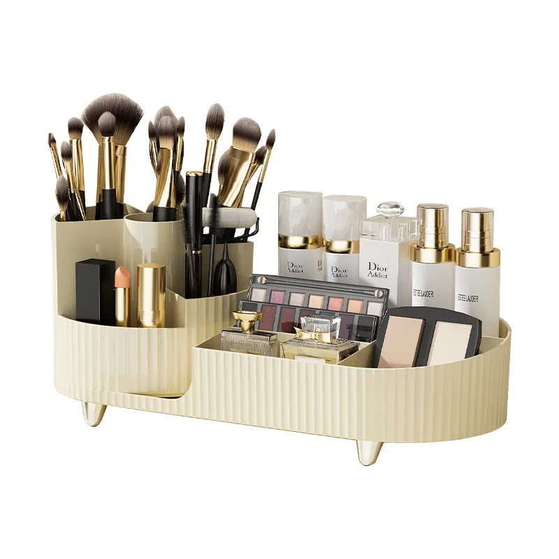 New 360° Rotating Makeup Brush Holder Cosmet Storag Box Luxury Makeup Organiser Lipsticks Make Up Container Vanity Organizer Box