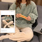 Winter Thermal Fleece Solid Women's Pajama Sets Pyjamas Warm Plush Pjs Loung Sleepwear Girls Pijama Mujer Night Suits Homewear