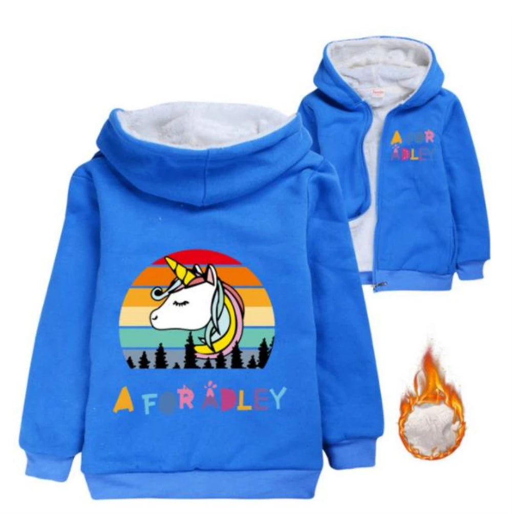 A for Adley Cartoon Boys Coat Children's Clothing for Winter Cotton Kids Parkas Little Girls Zipper Coats Toddlers Baby Jacket