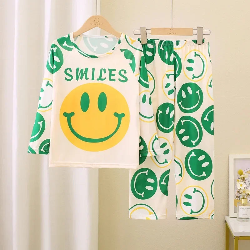 Miniso Winter Autumn Children's Pajamas Set 2025 Cute Anime Cartoon Kids Pijama Boy Girl Sleepwear Long-Sleeved Pants Loungewear