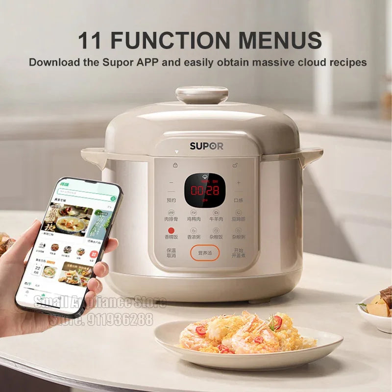 SUPOR Electric Pressure Cooker 5L Rice Cooker 70Kpa Multifunction Fast Cooking Stew Bones Beef Porridge For Kitchen SY-50YC5006