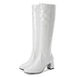 Autumn Winter Women‘s High Knee Boots Patent Leather Knee High Boots Women Waterproof White Red Black Party Fetish Shoes Lady