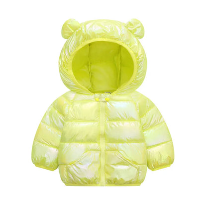 1-6 Years Colorful Autumn Winter Girls Jacket Thick Keep Warm Little Ears Hooded Coat For Kids Children Padded Cotton Outerwear