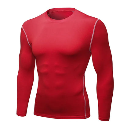 1pcs Men's Long-sleeved Thermal Underwear Male Thin Tight Fitting Fast Dry Elastic Fitness Tops Man Autumn Winter Sprots Wear