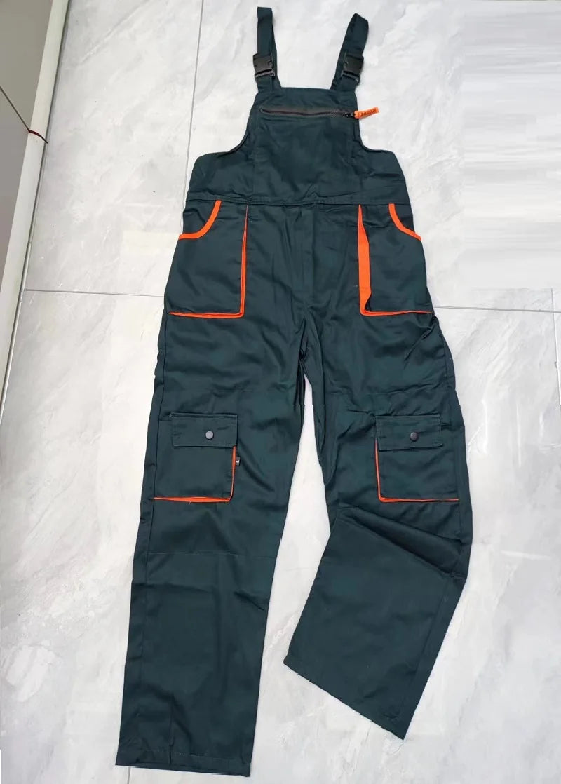 Men Long Sleeve Cargo Overalls Bib Pants Zipper Pockets Rompers Jumpsuit Fashion Labor Casual Coveralls Plus Size S-4xl