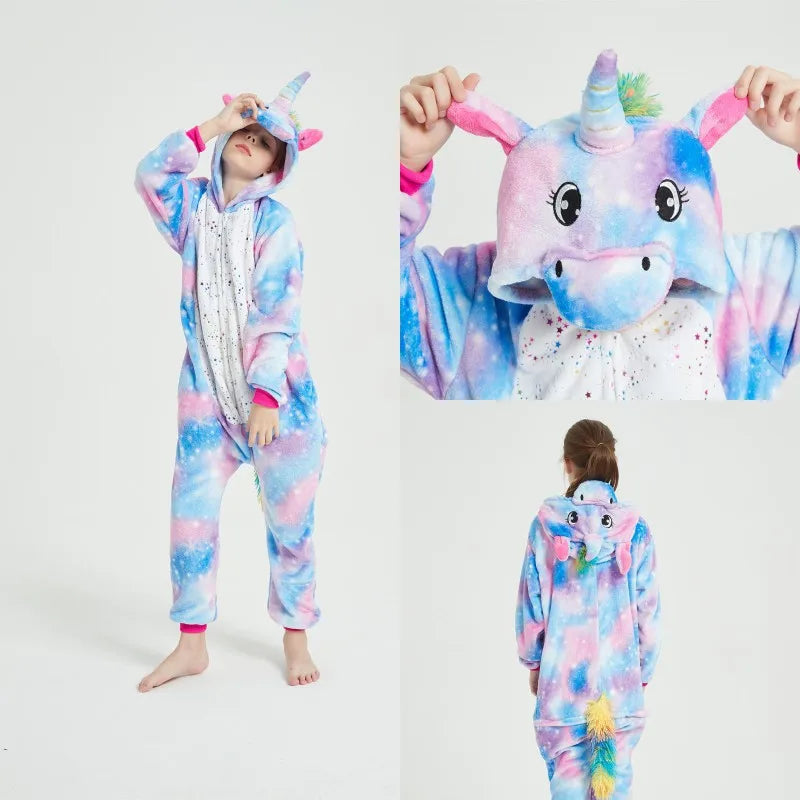 Kids Pijamas Shark Kigurumi Parenting Animal  Onesie Unicorn Sleepwear Bodysuits Adult Full Body Jumpsuits Winter Flannel