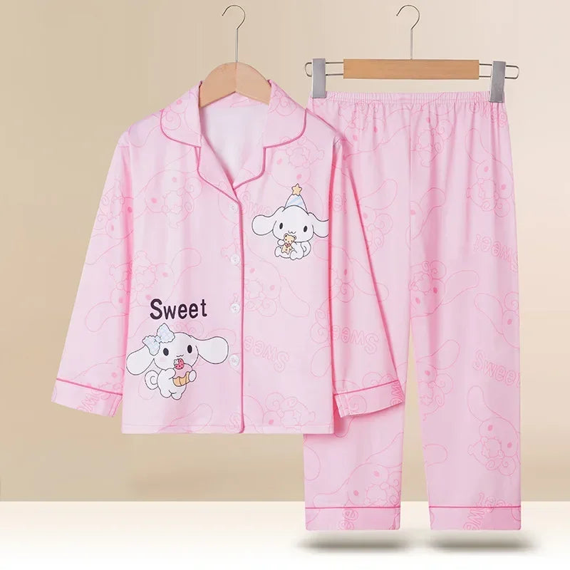 Miniso Autumn Winter Children's Pajamas Set 2025 Cute Anime Cartoon Kids Pijama Boy Girl Sleepwear Long-Sleeved Pants Loungewear