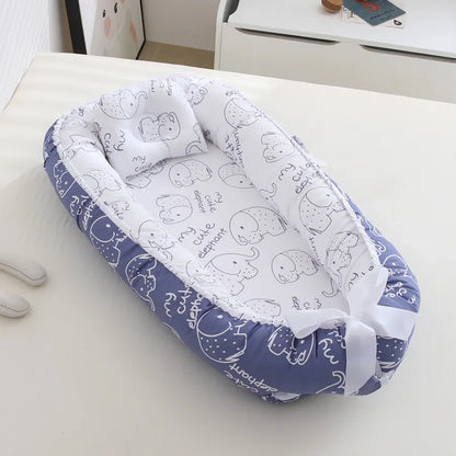 85*50cm Baby Nest Bed with Pillow Portable Crib Travel Bed Infant Toddler Cotton Cradle for Newborn Baby Bed Bassinet Bumper