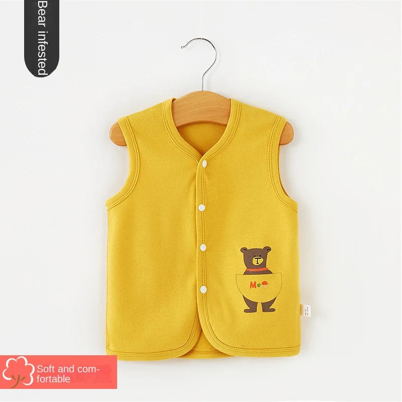 Baby Vest Spring and Autumn Thin Cotton Girls' Sweetheart Waistwear Neonatal Belly Care Boys' Horse Jacket Children's Vest