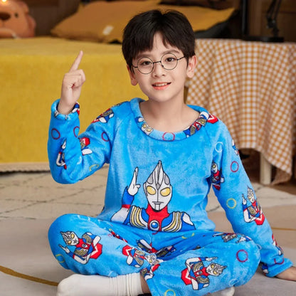 2025 Children Fleece Pajamas Warm Flannel Sleepwear Girls Boy Nightwear Coral Fleece Kids pijamas Homewear Winter Pyjama