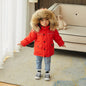 -30 Degrees new children's winter clothing Camouflage thick down jacket for little boys Warm red down coat for little girls 2-8T