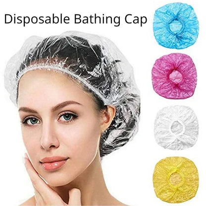 100/200pcs Disposable Shower Cap Covers Bathroom Accessories Transparent and Waterproof Disposable Hair Caps Bathroom Products