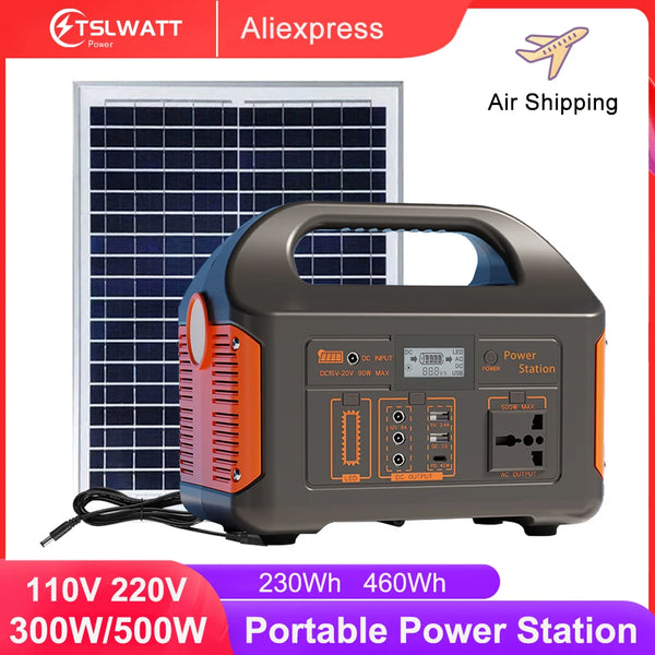 300W 500W Portable Power Station Solar Generator 460Wh LiFePo4 Batteries 110V 220V Energy Storage Supply LED For Camping RV Trip