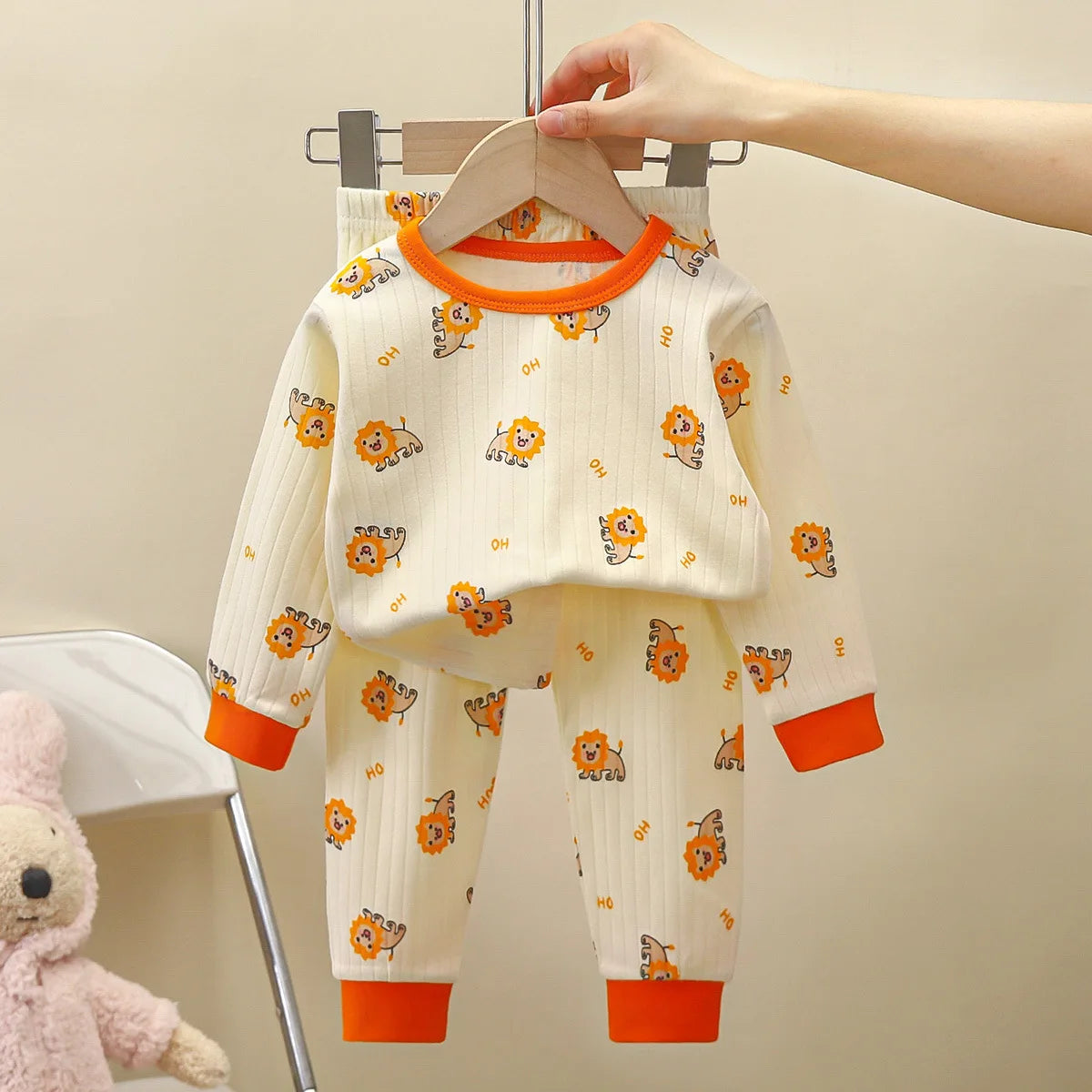 New Kids Pure Cotton Pajamas Boys Girls Cartoon Long Sleeve T-Shirt Top + Pants Baby Autumn Sleepwear Underwear Clothes Sets